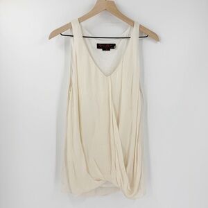 Alice & Olivia AIR Ivory Silk Draped Tank Top L Y2K Style Layer Designer Work